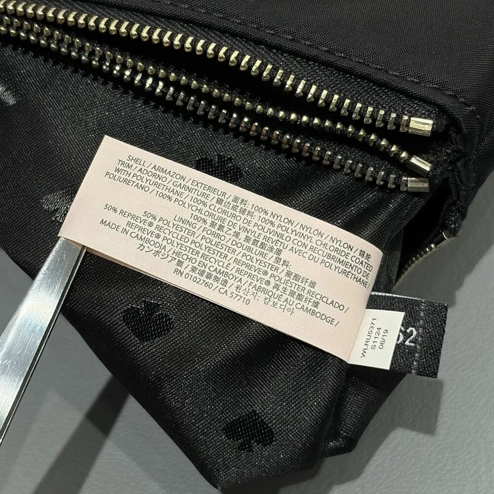 Kate Spade Dawn Medium Double Zip Wristlet Nylon Black Clutch Vegan Organizer